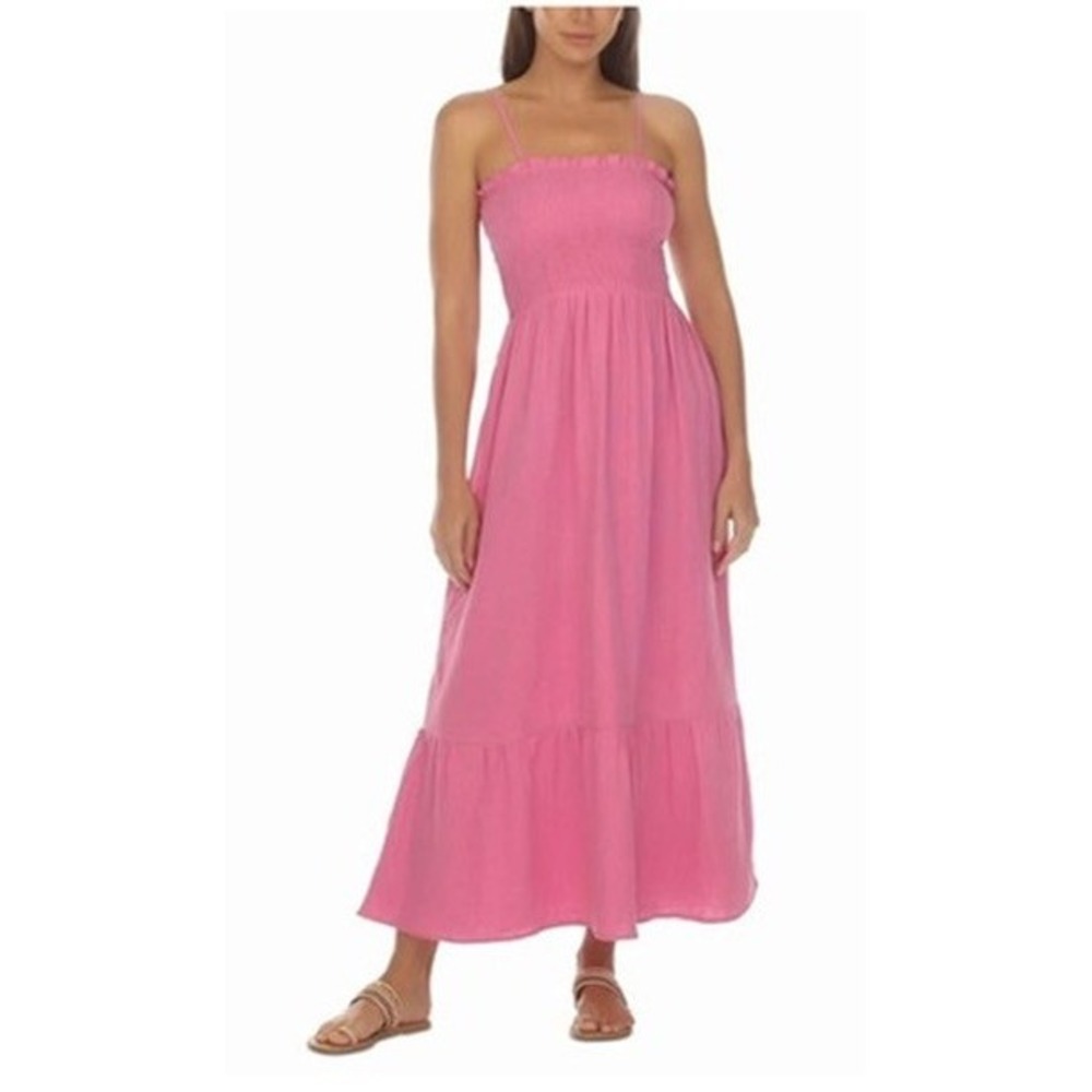 NWT Raviya Maxi Dress Womens Pink Smocked Gauze Tiered Boho S $54